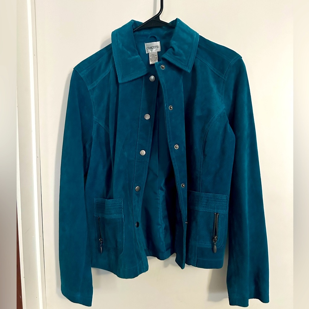 Teal leather jacket